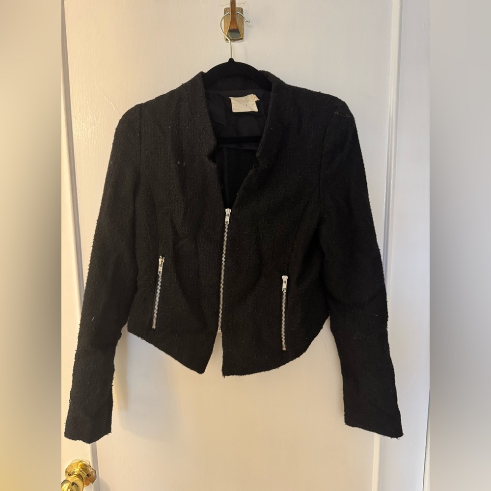 Lush Black Blazer with Silver Zippers